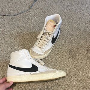 Nike White and Black Blazer Sneakers High-Top